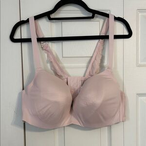 CACIQUE 44D Soft Pink Underwire Modern Lace Racerback Smooth Bra Full Coverage